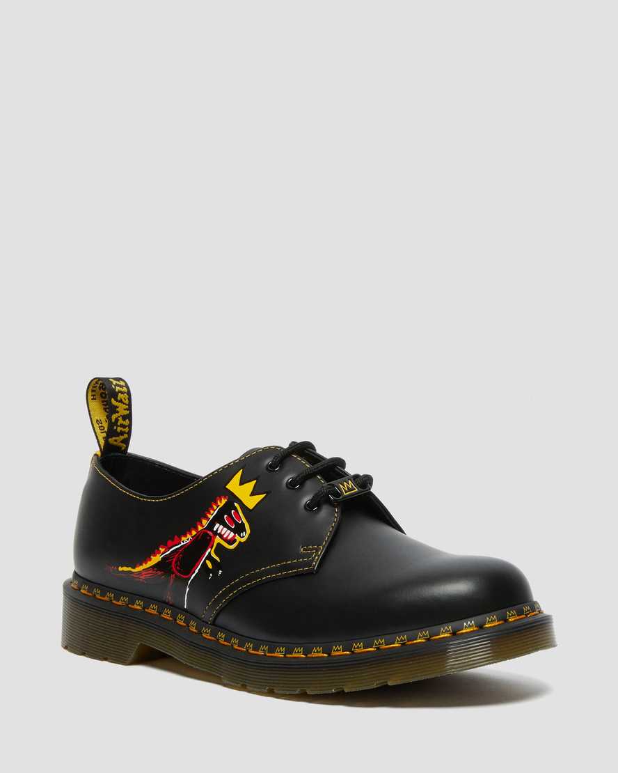 Dr. Martens 1461 Basquiat Lær Oxford Sko Herre Svart/Gul [6172JHVBC]